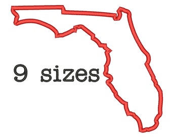 9 Sizes Florida State Appliqué Embroidery Machine Embroidery Designs Embroidery USA State Outline Design - Instant Download