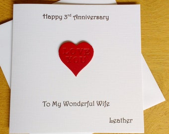 3rd wedding anniversary card leather three years gift 3rd anniversary