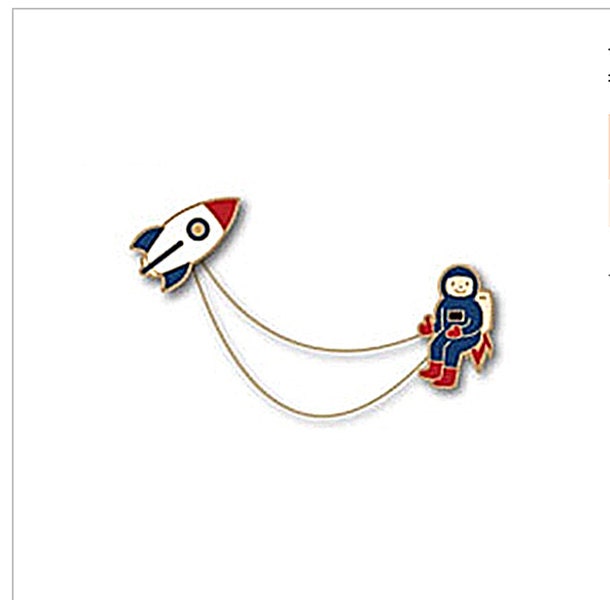 Collar Pin Enamel Pin Rocket Pins Astronaut In Space Pin Cute