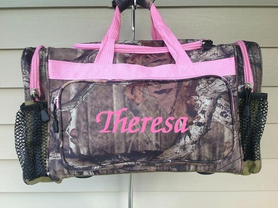 Pink Camo Duffle Back Personalized duffle bag Luggage