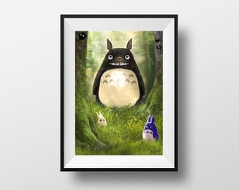 My neighbor Totoro - digital artwork reproduced on A4 photo paper poster