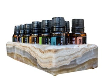 Luxurious Essential Oil Holder Case - 100% Onyx Marble - Free Tray - Holds 12, 15ml Bottles - Storage And Display for Your Oils