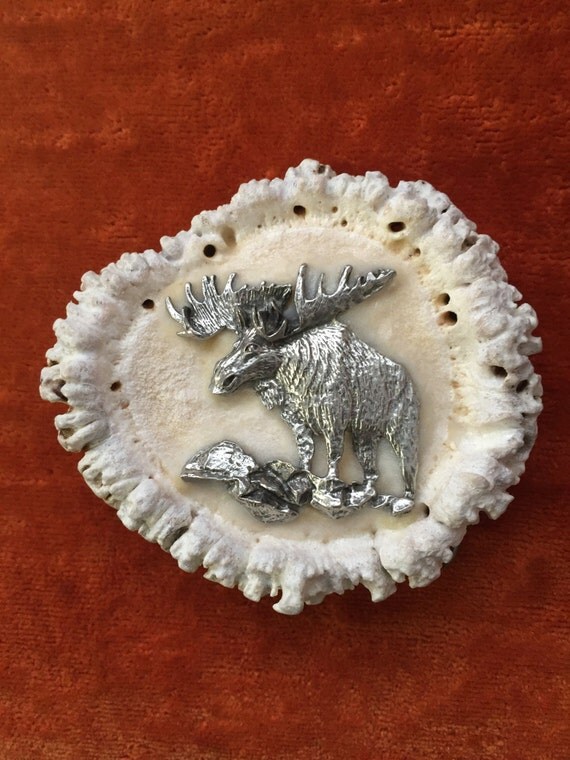 Elk Antler Moose Belt Buckle