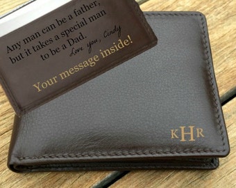 Monogram wallet • Men's wallet •personalized engraved bifold wallet • engraved mens leather wallets • gift for him RFID wallet • Brown* 7751