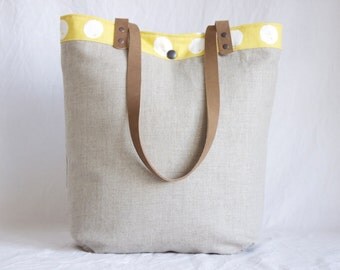 Canvas bag with leather handles