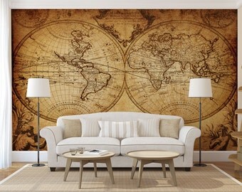 Old map WALL MURAL, self adhesive large 3d photo mural, sticker, wallpaper
