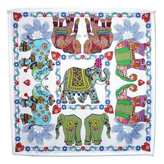 Elephant Napkins/Serviettes Cloth napkins Boho Elephants.