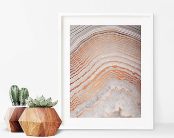 Gray Agate Copper Art Print - Instant Digital Download
