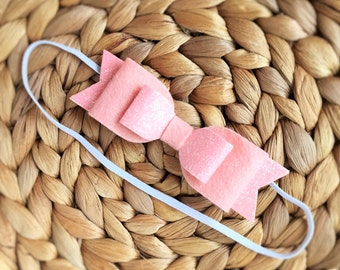 Felt Bow Headband - Blush Sparkle