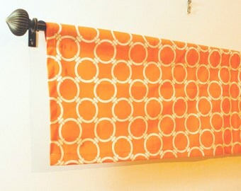 SALE Lowest Price custom Kitchen Curtain Kitchen Decor Window valance premier print orange and white cotton 54x14, 54x17, 54x20, 54x22