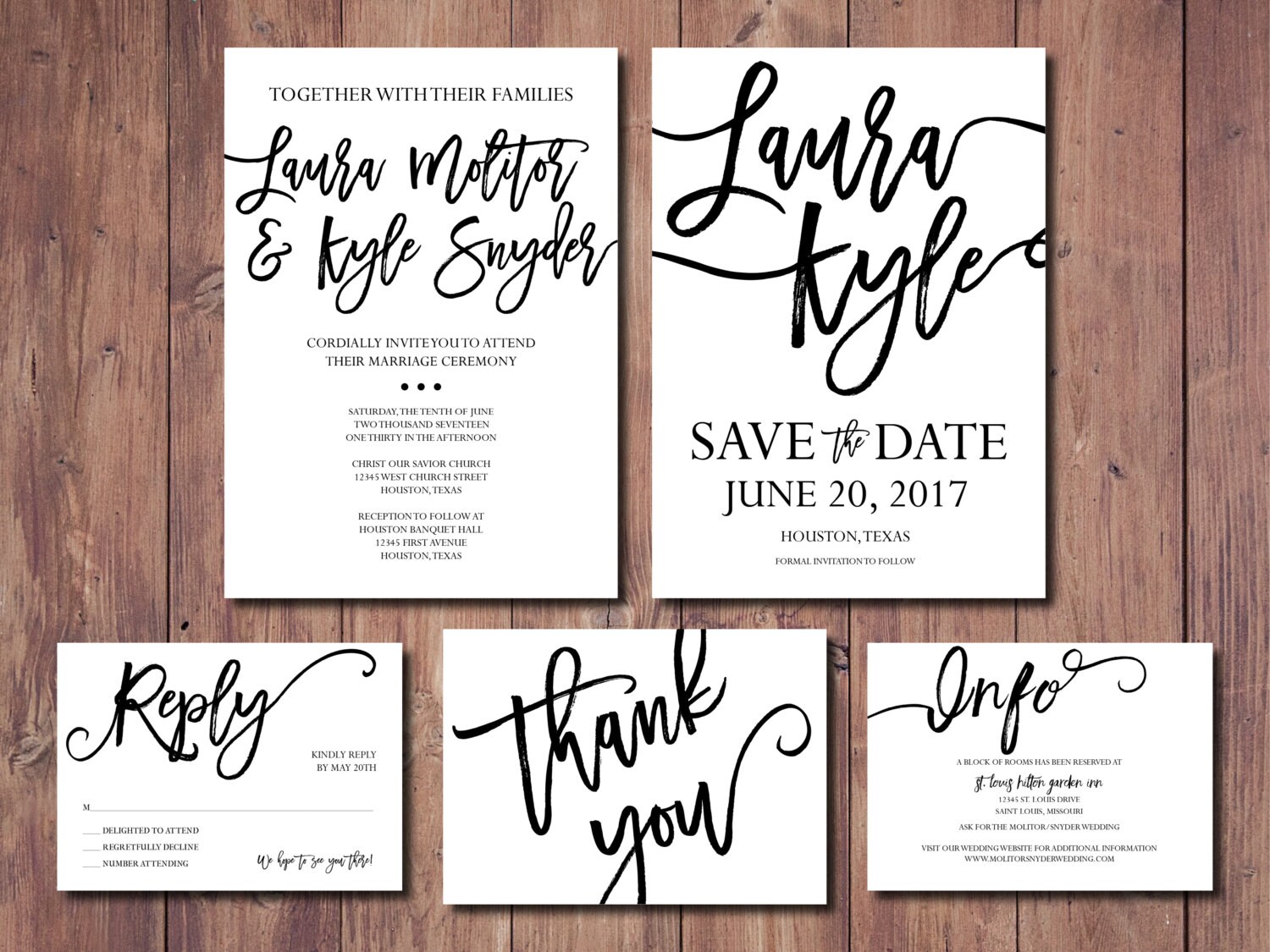 Black and White Printable Wedding Invitation Black and White