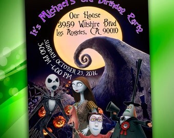 The Nightmare Before Christmas Invitation - The Nightmare Before Christmas Birthday Party, Halloween Birthday Invitation, Halloween party