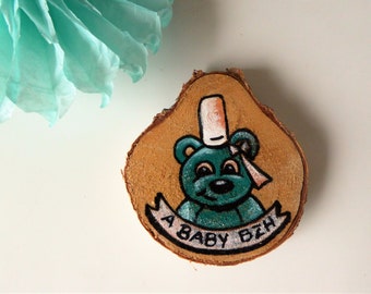 Peinture sur bois "A Baby BZH" cadeau décoratif