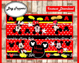 Mickey Mouse Bags Topper, printable Mickey Mouse party Bags Topper, Mickey box