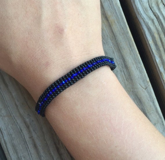 Thin Blue Line Bracelet Beaded Bracelet