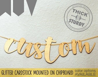 Custom banner, Personalized banner, one line banner, Gold Glitter party decorations, cursive banner, premium size