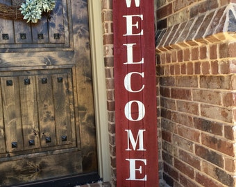 Rustic Welcome Sign 58" tall, Welcome sign for Front Porch, Front Porch decor, Wood Sign, Rustic Wood Sign, Vertical Wood Welcome Sign