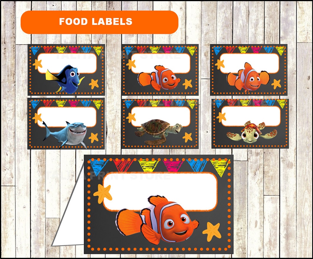 finding nemo chalkboard food labels printable finding nemo