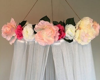 Floral Canopy, Crib Canopy, Bed Canopy, Floral Reading Canopy, Flower Canopy