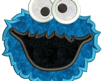 Cookie Monster Applique Machine Embroidery Design 3 sizes instant download