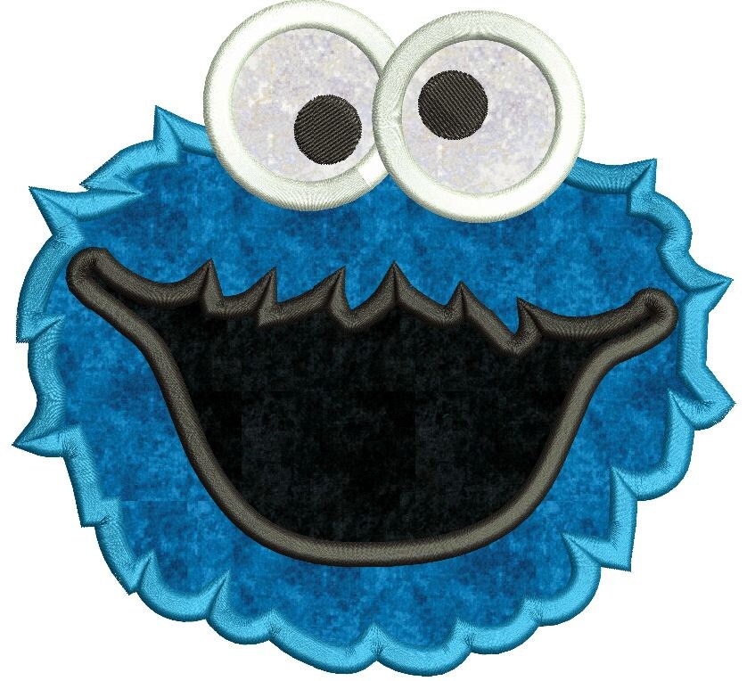 Cookie Monster Applique Machine Embroidery Design 3 sizes