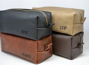 Handmade Monogrammed Leather Dopp Kit with Optional Custom Lining