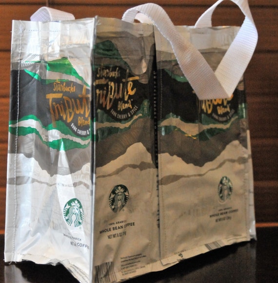 Recycled Tote Bag Starbucks Coffee Bean Bag Tribute by PBandJ