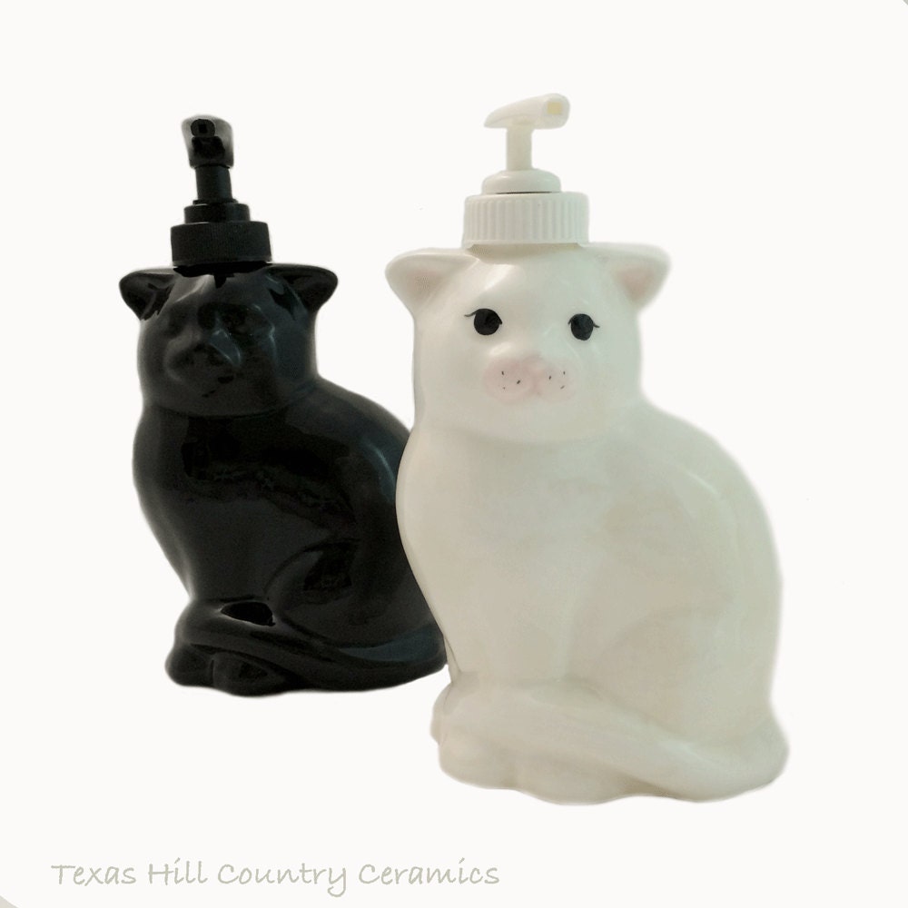 Cat Lotion Dispenser Liquid Soap Pump Bottle Black or White