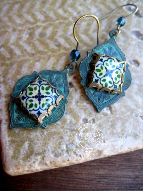 Moroccan Earrings Islamic Jewelry Handmade Islamic Tile