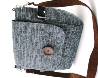 blue crossbody bag, steel blue purse, womens backpack, blue messenger bag ,blue backpack, blue handbag, zipper bag, fits IPAD