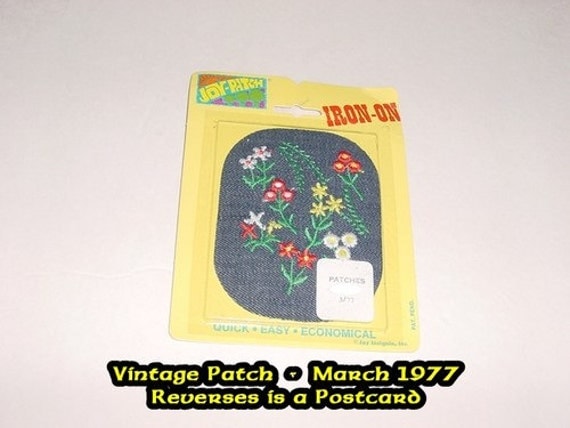 Vintage Postcard with Iron-on Patch - Applique - Flowers
