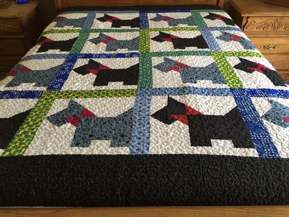 Download Machine pieced and quilted full size scotty Dog quilt