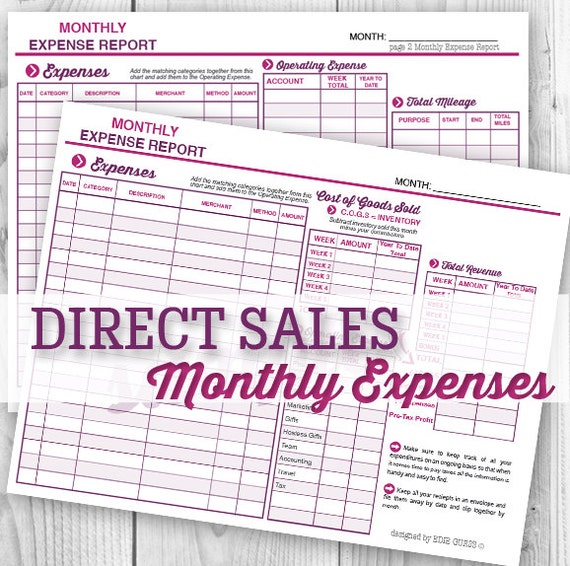 MONTHLY EXPENSE REPORT Direct Sales By BackyardDaisies On Etsy