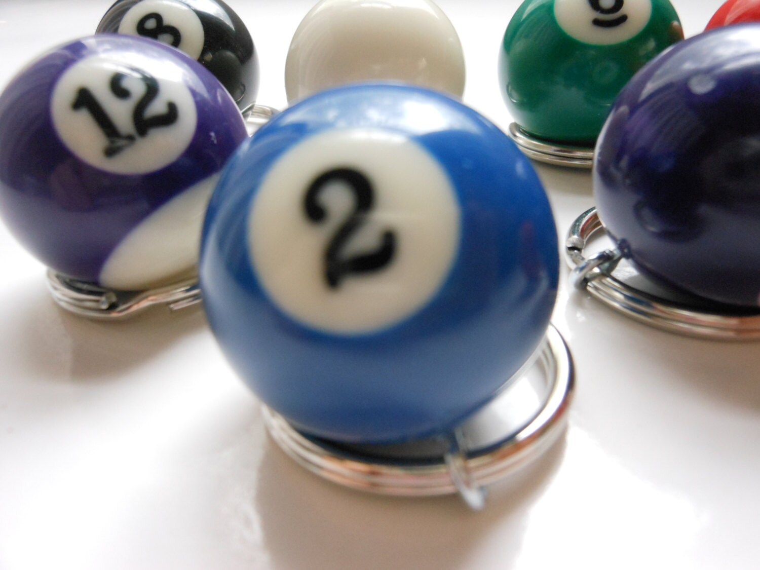 BILLIARD BALL KEYCHAIN Lucky Number 2 by BlythHouseCreations