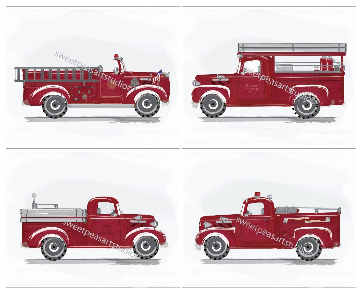 Fire Truck Wall Art Firetruck Engines Artwork Firetruck Art