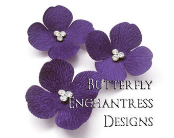 Purple Wedding, Bridal Hair Accessories, Bridesmaid Gift, Headpiece, Hair Piece - 3 Purple Sedona Hydrangea Flower Hair Combs