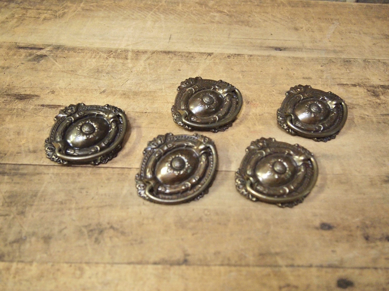 Lot Of 5 Fabulous Vintage Oval At Drawer Pulls Hardware For Restoration Cabinet Or Dresser 1044