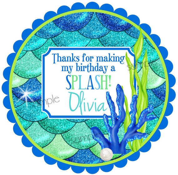 Mermaid birthday party, Mermaid stickers, Under the Sea stickers, Mermaid favors, Ocean favors, Birthday, Children, Kids Il_570xn