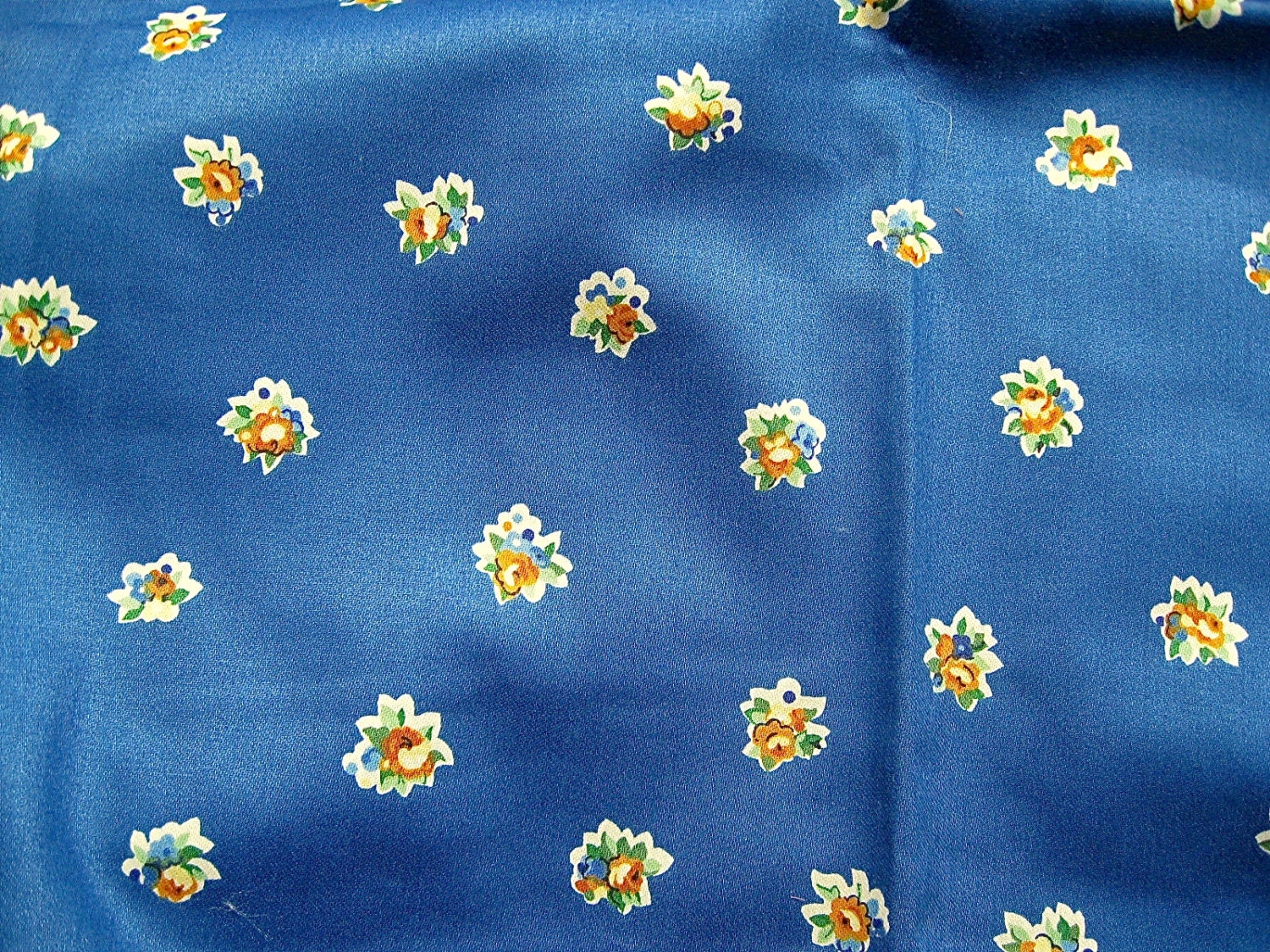 Blue Floral Cotton Chintz Fabric Waverly Fabric Sewing