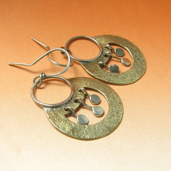 Small Nefertitti Earrings Bronze Earrings Sterling Silver