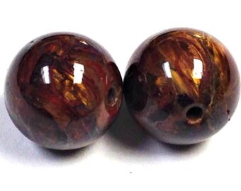 VINTAGE PIETERSITE JASPER Beads 14mm pkg 2 rb140