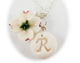 Personalized Dogwood Initial Necklace - Dogwood Jewelry Collection