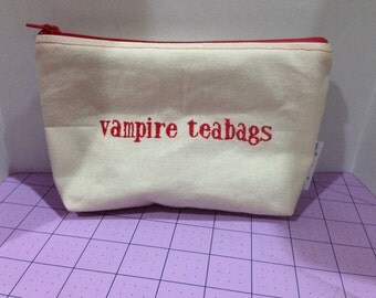 Embroidered Zipper Pouch-Vampire Teabags (EZip 1)