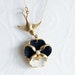 Pansy Necklace, Black Necklace, Flower Necklace, Bridesmaid Gift Pansy Jewelry Black and White Jewelry