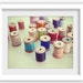 Art Photography / craft room decor / vintage wooden spools / sewing room art / rainbow thread / still life 'Colorful Spools'