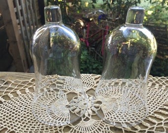 Pair of Vintage Homco/Home Interior Clear Glass Etched Floral Votive Cups