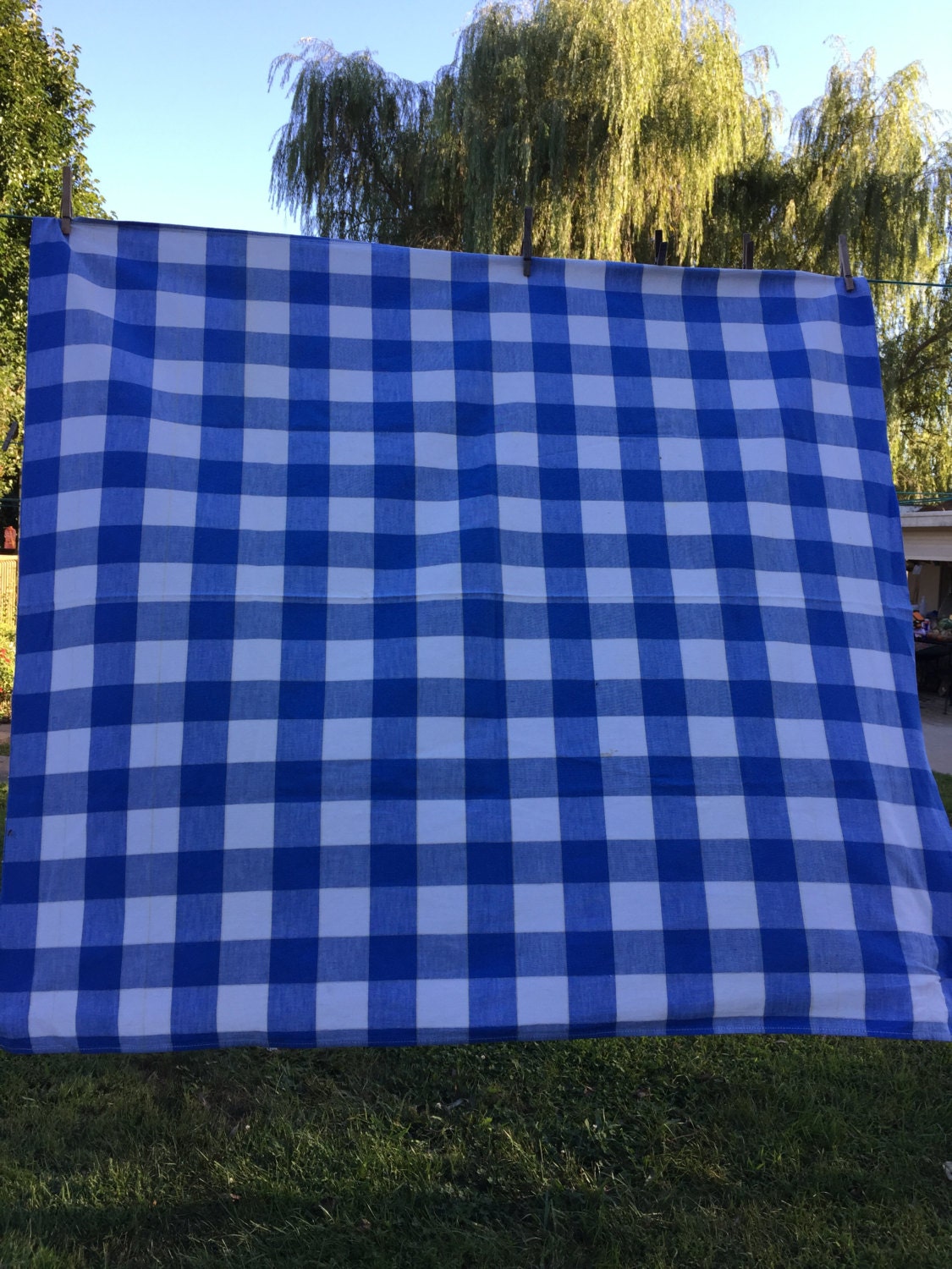 Vintage Blue and White Check Tablecloth – Haute Juice