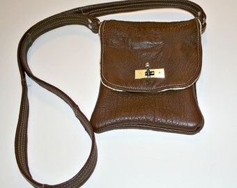 Recycled Coffee Brown Cell Phone Sak Pouch Carrier Cross Body