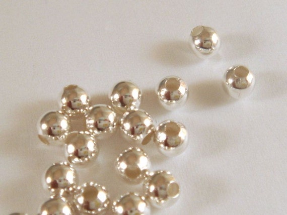 100 Silver Spacer Beads 4mm Round Plated Brass 100 pc