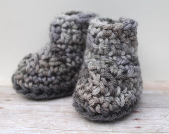 Baby Boy Booties, Newborn Booties, Crochet Booties, Boys Baby Booties, Infant Booties, Grey Baby Booties, Baby Boy Clothes, Baby Crib Shoes
